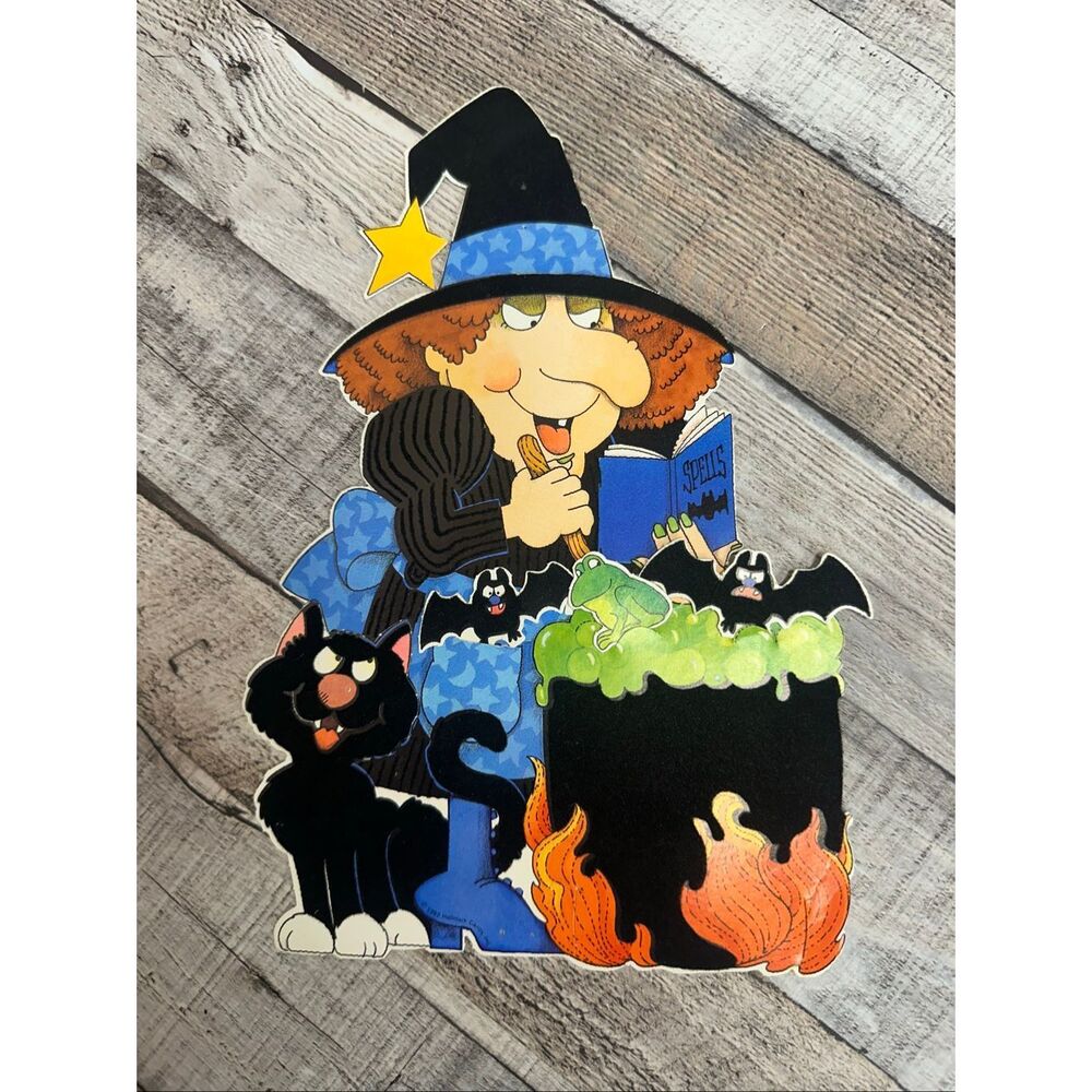 VTG 1982 Witch Black Cat Spooky Forest Wall Decor Die Cut Decoration Hallmark